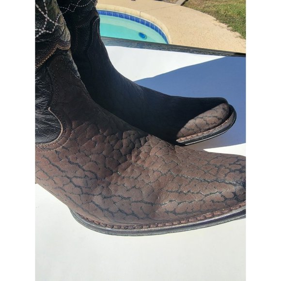 MONTANA GENUINE BULL NECK COWBOY WESTERN BOOT DARK BROWN MADE IN MEXICO Sz 101/2 - Picture 7 of 16